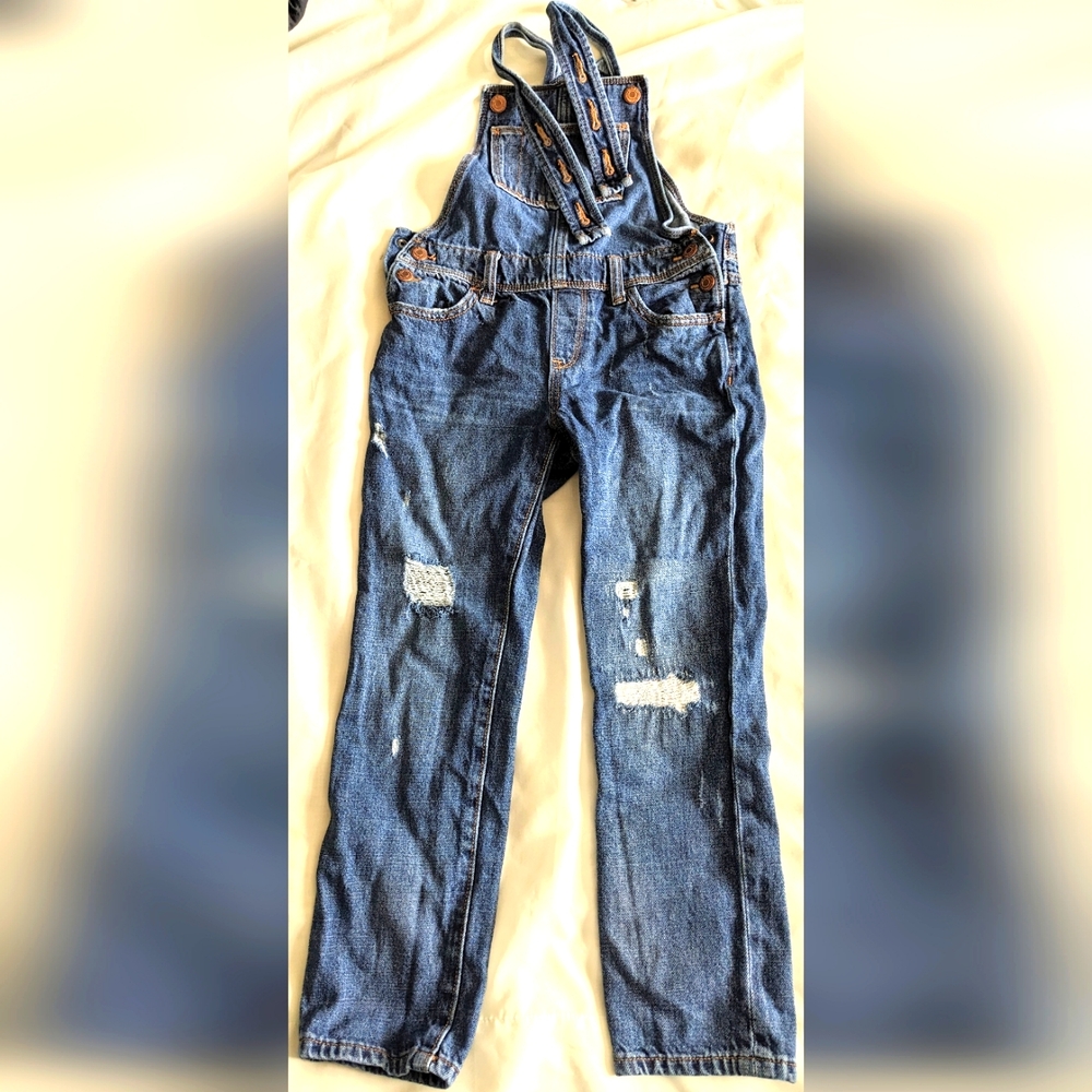 Old Navy Girls Distressed Overall Jeans